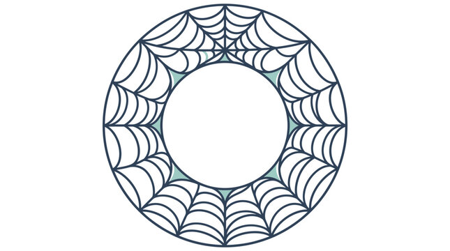 Round frame with spider web vector illustration, Halloween circular border design element