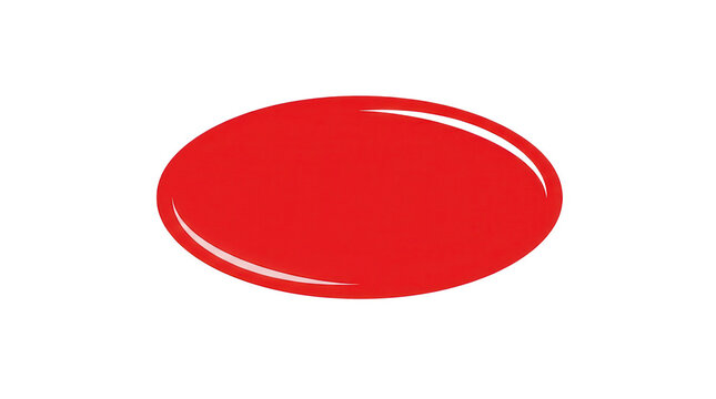 Red glossy oval shape isolated on transparent background