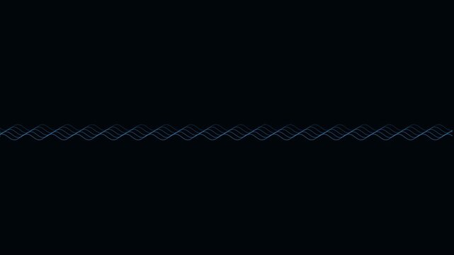 Glowing blue sine wave animation lines moving across dark screen background