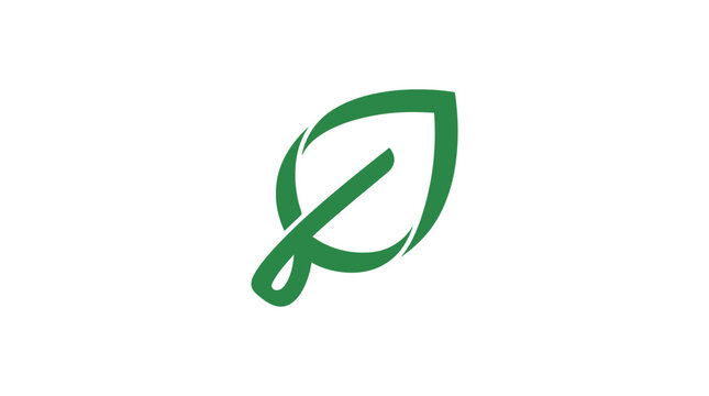 Minimalist green leaf logo icon vector illustration representing nature, ecology, and organic growth