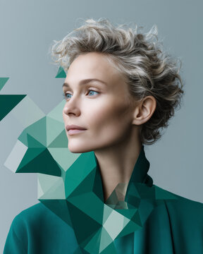 Humanoid AI Wealth Advisor Presenting Transparent Investment Ecosystem &mdash; Luxury Private Banking Portrait

