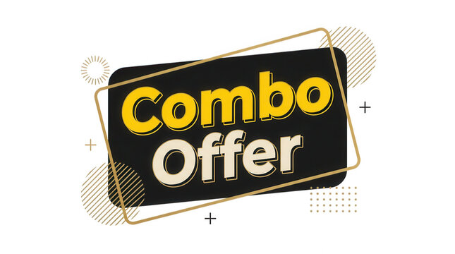 Combo offer text design with decorative elements isolated on transparent background