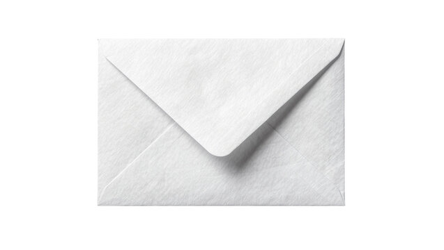 White textured envelope with triangular flap, isolated on transparent background