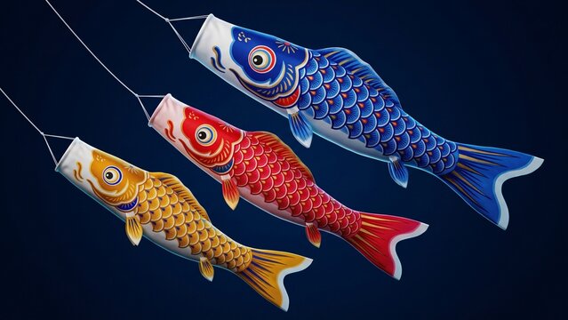 Traditional Japanese koinobori carp streamers