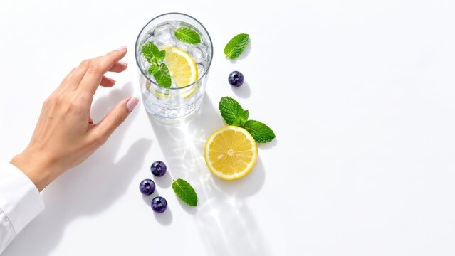 Refreshing lemon and mint water