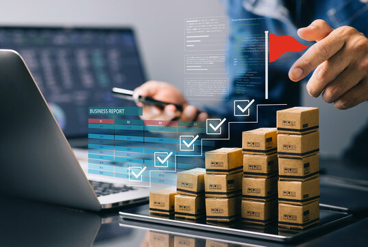 Business goal with e-commerce and retail market concept