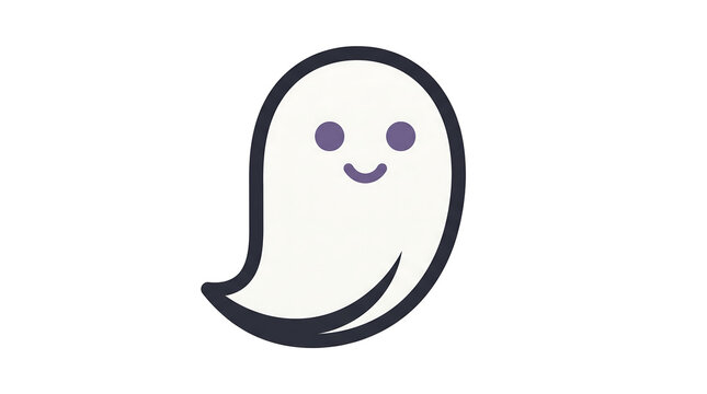 Friendly ghost vector illustration with cute smiling face for halloween design