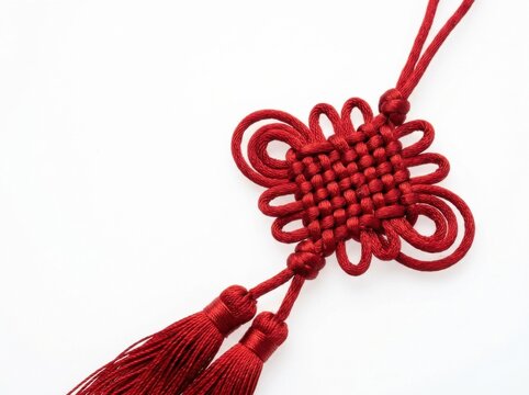Intricate Red Chinese Knot Ornament with Tassels
