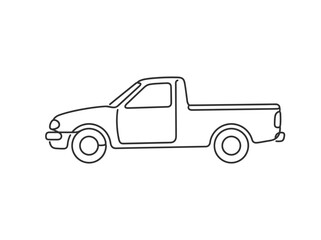 Obraz premium Pickup truck drawn in a minimalist single continuous line art style isolated against a clean white background.