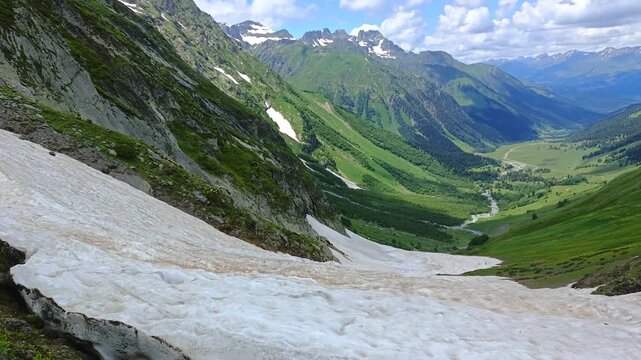 Panoramic view of the North Caucasus mountain range.
