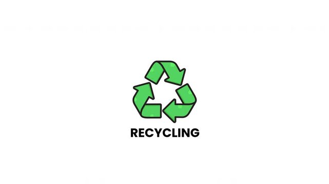 Green triangular recycling arrow symbol labeled with black text. Suitable for ecofriendly themes, environmental concepts, waste management promotions, and sustainability campaigns.