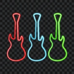Neon guitar colorful set, vector illustration. © Vectorry