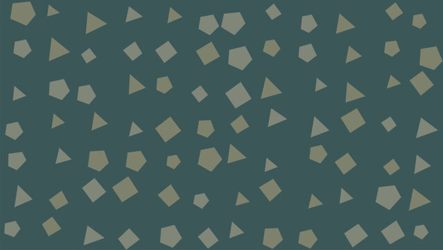 Abstract geometric background dark base scattered triangles pentagons hexagons muted beige brown random pattern modern design illustration artwork