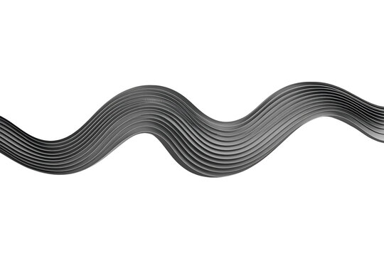 Fine parallel black lines creating a smooth sinusoidal wave presented as a transparent background asset
