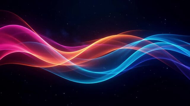 Abstract flowing waves of light on a dark background