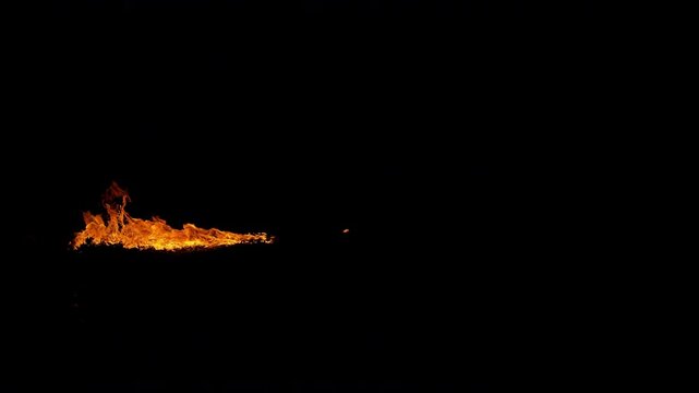 Super Slow Motion of Fire Blast Isolated on Black Background at 1000fps.