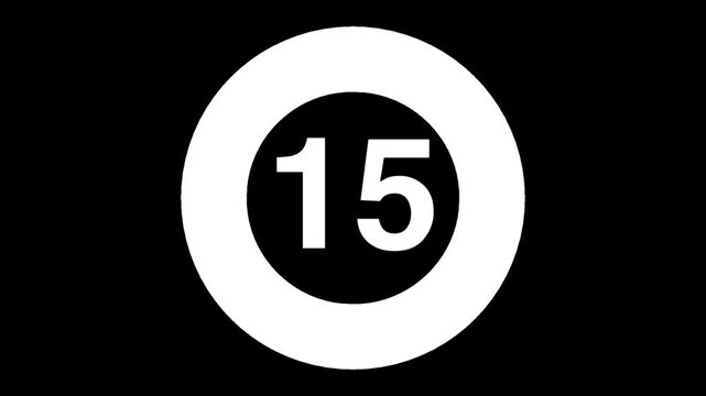 20 Second Countdown Animation with Transparent Background Alpha Channel