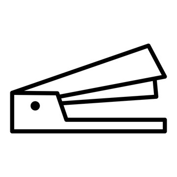 Office stapler line art icon for paper binding tool illustration
