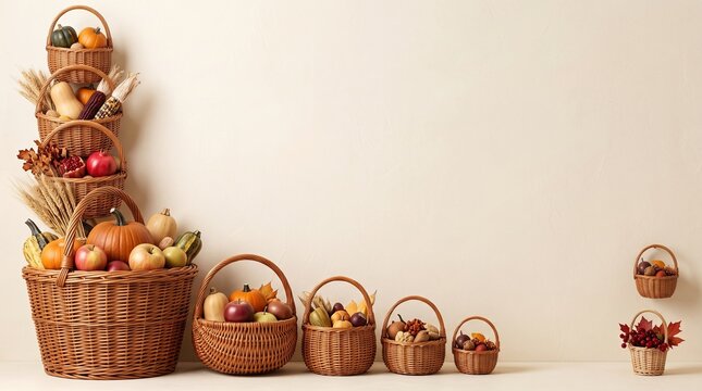 Rustic autumn harvest basket collection