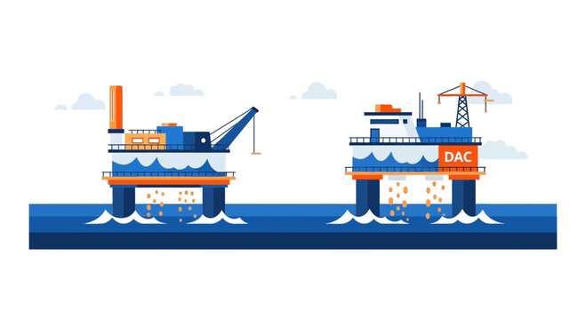 Offshore Direct Air Capture DAC Platform Illustration for Carbon Sequestration