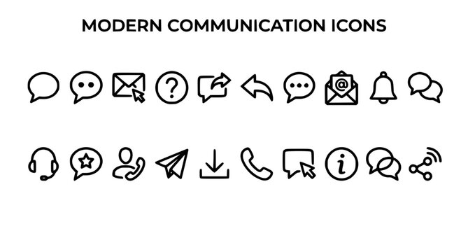 Message Editable Icons Set Speech Chat Help Communication Thin Line Vector