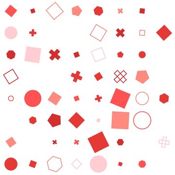 pattern grid square Seamless Pattern of Red and Pink Geometric Shapes and Symbols on White Background Abstract Background