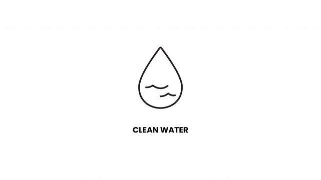 Minimalist line art water drop icon, ideal for sustainable development awareness campaigns, ecofriendly branding, clean water initiatives, and environmental projects.