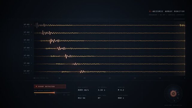 Seismograph Earthquake Wave Trace Console Seamless Loop