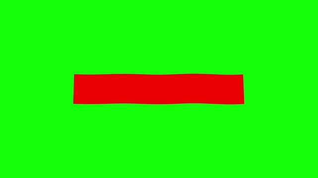 Red lower third banner on green screen background, horizontal graphic bar for news broadcast, blank text box for video editing and titling