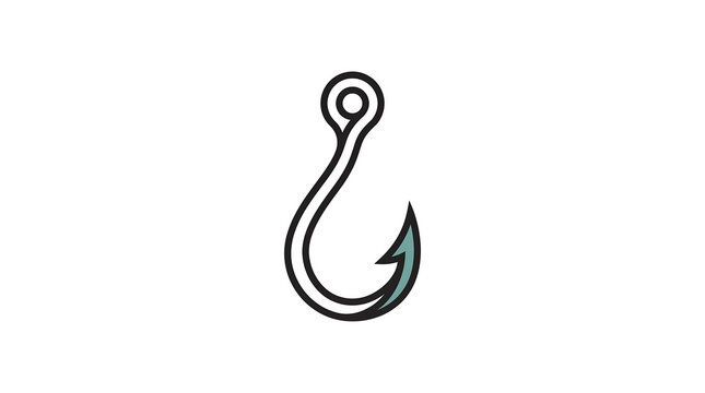 Fishing hook graphic icon symbol isolated on a clean white background for design