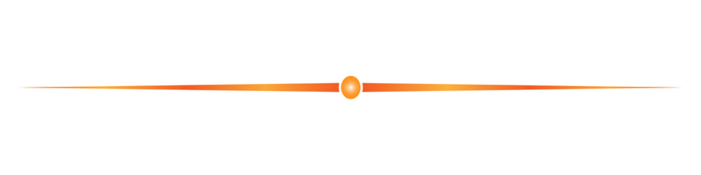 Gradient orange sphere line divider isolated on transparent background