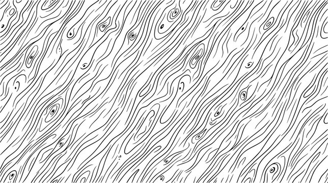 Black and White Wood Grain Seamless Vector Pattern, Minimalist Natural Timber Texture and Organic Line Background for Textile and Surface Design