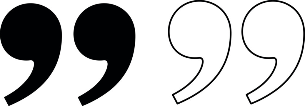 Clean black and outline double quotation marks isolated on white background conveying professional dialogue and communication.
