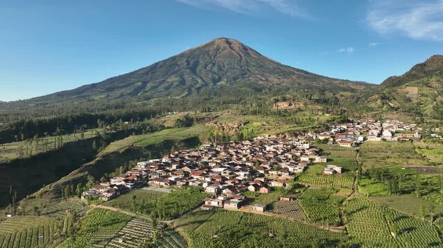 Aerial view of Canggal Village in Central Java, Indonesia.