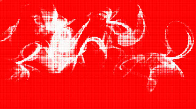 Abstract white liquid splash on a bright red dot pattern