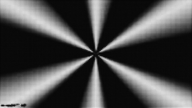 Black and white halftone dots pattern with radial star shape