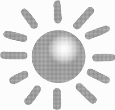 Black and white halftone sun icon design