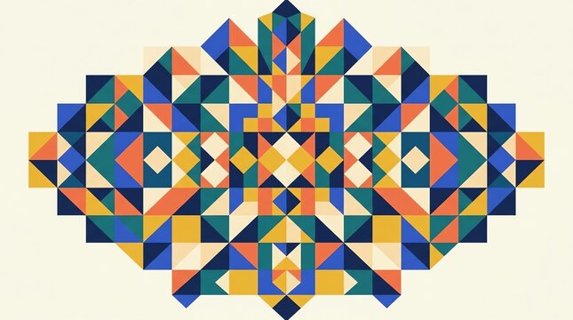 Abstract geometric mosaic pattern with colorful triangles