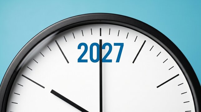 Clock countdown to new year 2027 concept