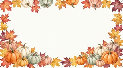 Fototapeta premium Watercolor autumn harvest frame
