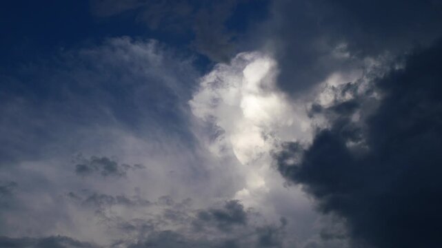 Dark Blue Storm Clouds Swirling Across Dramatic Moody Sky