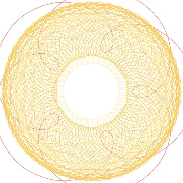 pattern guilloche square Intricate Yellow and Red Geometric Circle Pattern Design