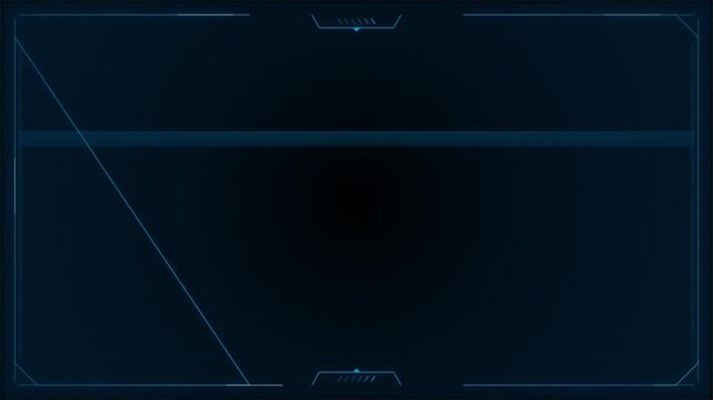 Futuristic animated glowing neon blue webcam border and screen frame overlay for live game streaming or video recording. Sci fi digital design element glowing. 4K video