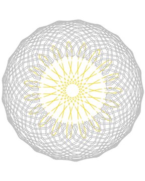 pattern guilloche square Intricate Geometric Mandala Pattern with Yellow and Grey Lines on White Background Abstract Design