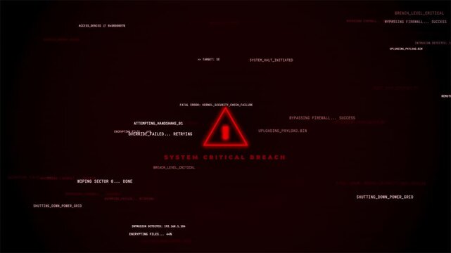 Computer Computer hacking error message warning Hacking Digital Glitch Overlay for warning message hacked alert Effect Background. 4k video