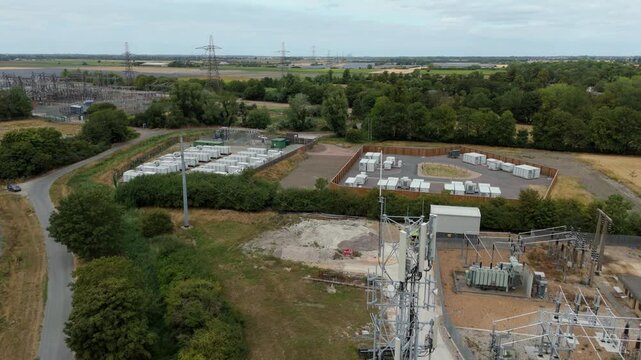 5G Telecommunications Tower and Battery Storage BESS at Burwell Drone View UK