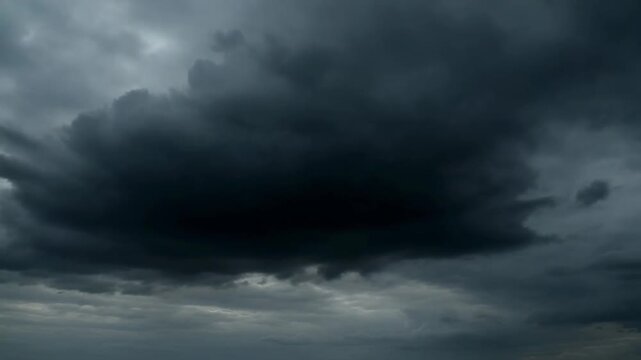 The video depicts a series of stormy skies with dark, ominous cloud formations