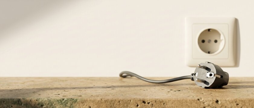 Unplugged electrical plug and wall socket