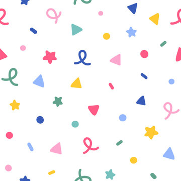 Colorful Geometric Seamless Pattern on white Background