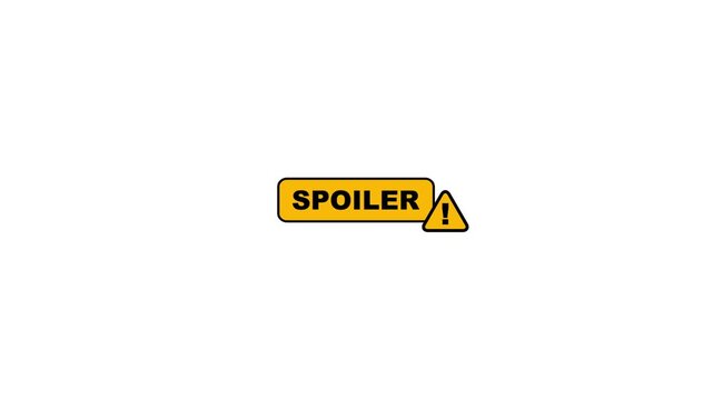 Spoiler warning background for video reviews of films, books, and more.Sensitive content disclosure in gaming. Film reveal. Digital media. Animated attention element.